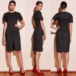 Fleur Du Mal Topstitch cotton-blend canvas corset midi dress size US 0 XXS XS